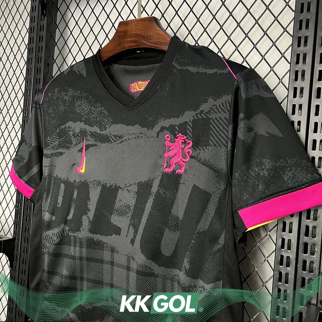 Maillot Chelsea Third "Noir, rose" 2024/2025 YamaKits Foot